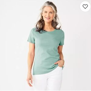 Croft And Barrow Classic Pea 🫛 Green Women's Top In A Size Large